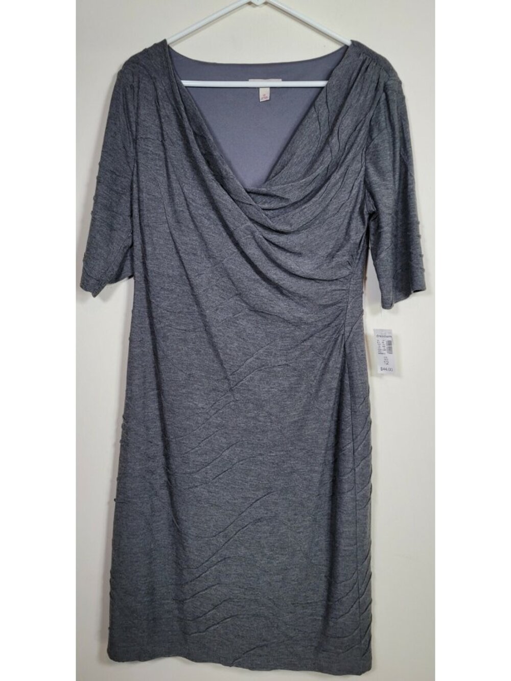 Dress Barn Gray Asymmetrical Sheath Dress  Size 12  New / Tag Slip On
